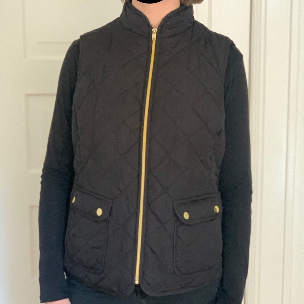 St John’s Bay Black Quilted Vest Gold Details